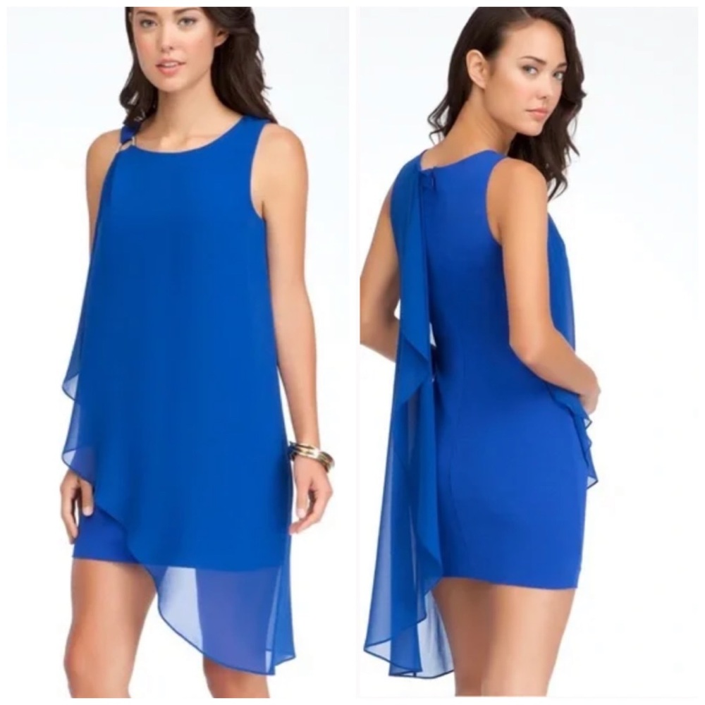bebe Sleeveless Draped Chiffon Dress